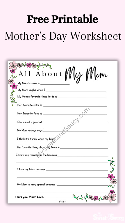 all about my mom questionear