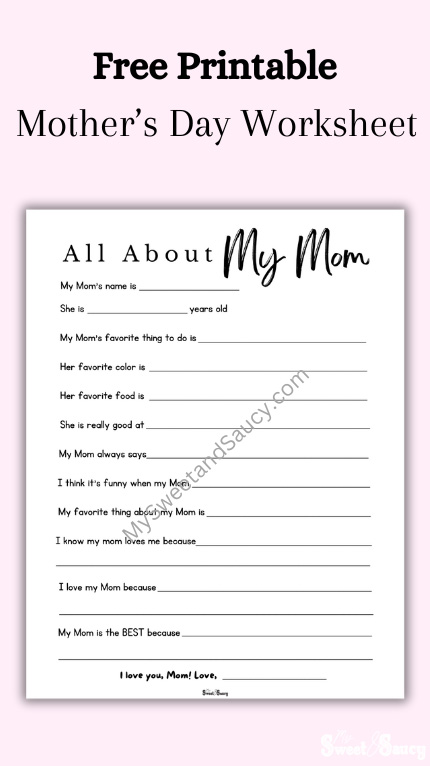all about my mom worksheet