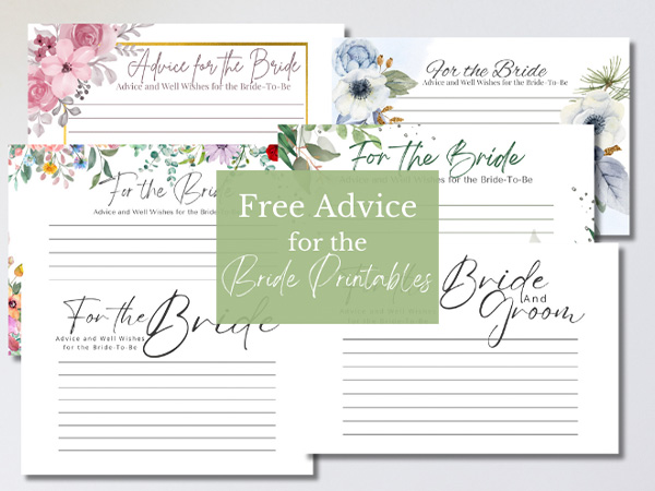 free advice for the bride printable cards